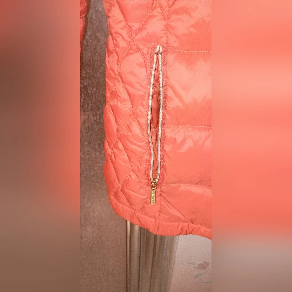 Michael Kors Women's Orange Quilted Puffer Jacket Small